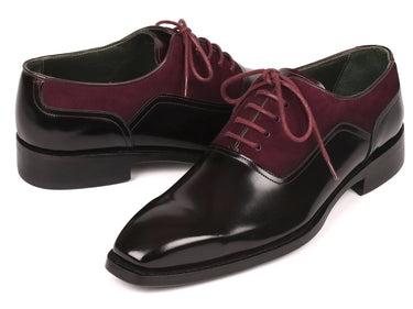Paul Parkman Men's Suede & Black Patent Oxfords in Burgundy