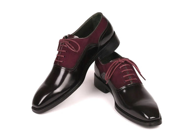 Paul Parkman Men's Suede & Black Patent Oxfords in Burgundy
