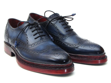 Paul Parkman Men's Triple Leather Sole Wingtip Oxfords in Navy