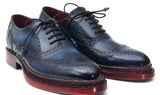 Paul Parkman Men's Triple Leather Sole Wingtip Oxfords in Navy