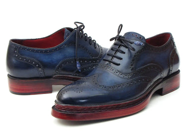 Paul Parkman Men's Triple Leather Sole Wingtip Oxfords in Navy