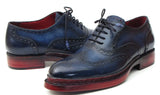 Paul Parkman Men's Triple Leather Sole Wingtip Oxfords in Navy