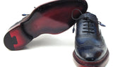Paul Parkman Men's Triple Leather Sole Wingtip Oxfords in Navy