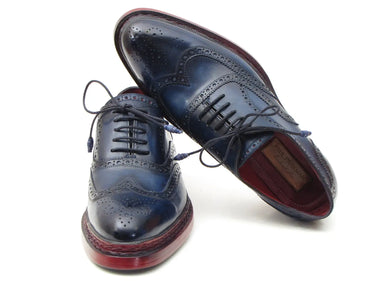 Paul Parkman Men's Triple Leather Sole Wingtip Oxfords in Navy