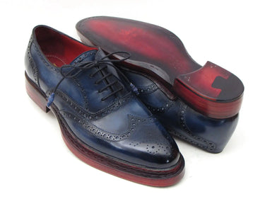 Paul Parkman Men's Triple Leather Sole Wingtip Oxfords in Navy