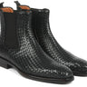 Paul Parkman Men's Woven Leather Chelsea Boots in Black in #color_