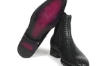 Paul Parkman Men's Woven Leather Chelsea Boots in Black