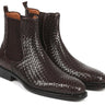Paul Parkman Men's Woven Leather Chelsea Boots in Chocolate Brown
