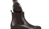 Paul Parkman Men's Woven Leather Chelsea Boots in Chocolate Brown