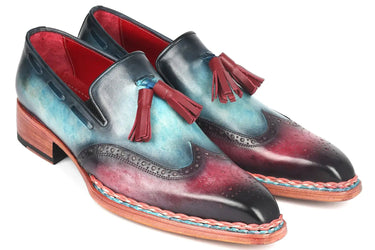 Paul Parkman Norwegian Welted Tassel Loafers in Blue & Purple