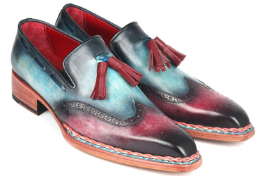 Paul Parkman Norwegian Welted Tassel Loafers in Blue & Purple