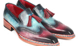 Paul Parkman Norwegian Welted Tassel Loafers in Blue & Purple