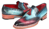 Paul Parkman Norwegian Welted Tassel Loafers in Blue & Purple