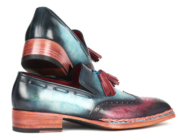 Paul Parkman Norwegian Welted Tassel Loafers in Blue & Purple