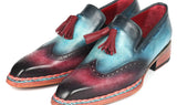 Paul Parkman Norwegian Welted Tassel Loafers in Blue & Purple