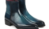 Paul Parkman Side Zipper Boots Goodyear Welted in Blue Burnished