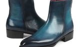 Paul Parkman Side Zipper Boots Goodyear Welted in Blue Burnished