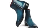Paul Parkman Side Zipper Boots Goodyear Welted in Blue Burnished
