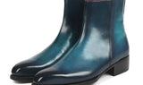 Paul Parkman Side Zipper Boots Goodyear Welted in Blue Burnished