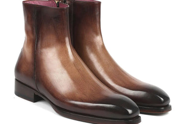Paul Parkman Side Zipper Boots Goodyear Welted in Brown Burnished