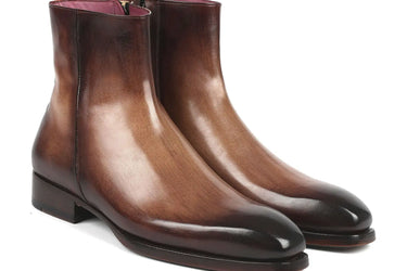 Paul Parkman Side Zipper Boots Goodyear Welted in Brown Burnished
