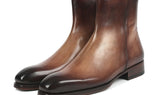 Paul Parkman Side Zipper Boots Goodyear Welted in Brown Burnished