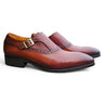 Carrucci Shoes Plain Toe Single Monk Loafer in Cognac