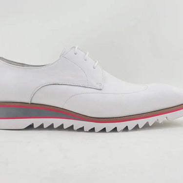 Carrucci Shoes Oxford Wing-Tip Leather Dress Shoe in White