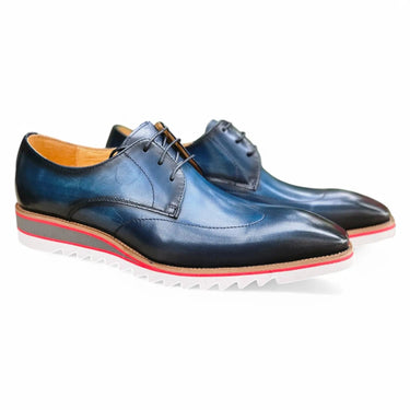Carrucci Shoes Oxford Wing-Tip Leather Dress Shoe in Blue