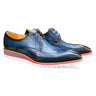 Carrucci Shoes Oxford Wing-Tip Leather Dress Shoe in Blue #color_ Blue
