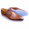 Carrucci Shoes Oxford Wing-Tip Leather Dress Shoe in Cognac #color_ Cognac