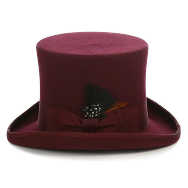 Ferrecci Premium Top Hat in Burgundy Wool Victorian Elegance in