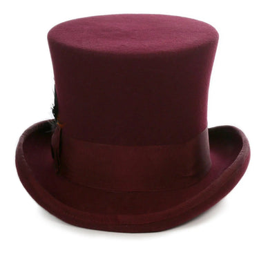 Ferrecci Premium Top Hat in Burgundy Wool Victorian Elegance in