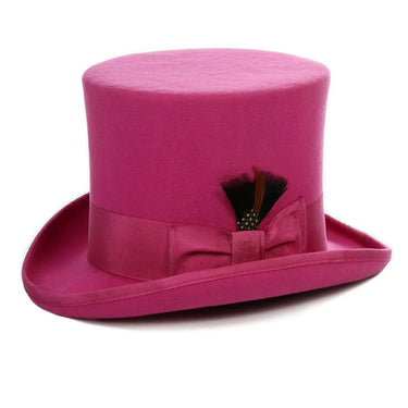 Ferrecci Premium Top Hat in Fuchsia Wool Victorian Elegance in Fuchsia