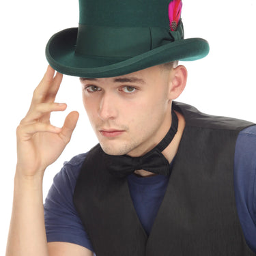 Ferrecci Premium Top Hat in Hunter Green Wool Victorian Elegance in #color_