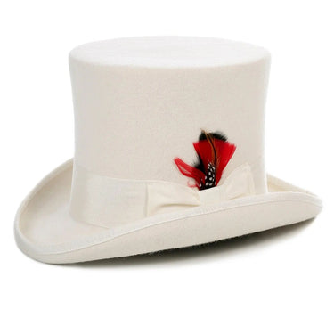 Ferrecci Premium Top Hat in Off White Wool Victorian Elegance in Off White
