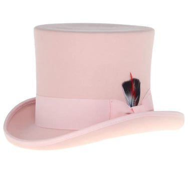 Ferrecci Premium Top Hat in Pink Wool Victorian Elegance in Pink