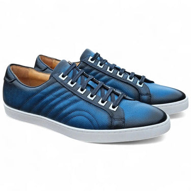 Primo Hand Burnished Leather Sneakers in Blue