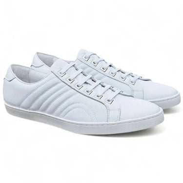 Primo Hand Burnished Leather Sneakers in White