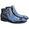 Python Printed Calfskin Buckle Strap Boot in Black