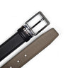 Reversible Belt in Pebble Leather in Black Khaki #color_ Black Khaki