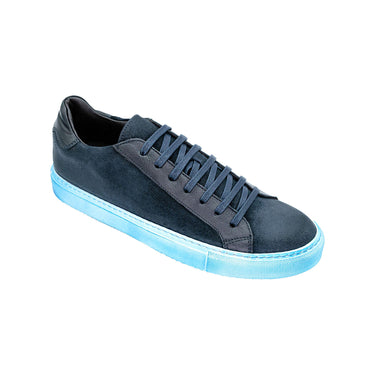 Giovacchini Rino in Antique Blue Waxed Suede Sneakers in Antique Blue #color_ Antique Blue