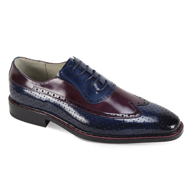 Giovanni Rio Leather Brogue Dress Shoes in Blue Burgundy