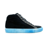 Giovacchini Ruben in Antique Blue Waxed Suede High-top Sneakers