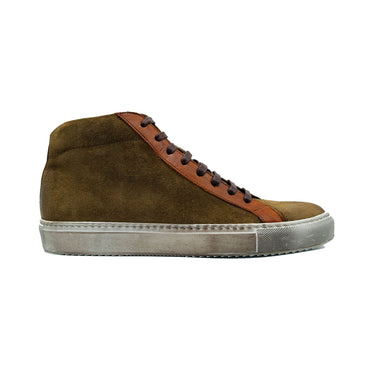 Giovacchini Ruben in Antique Cognac Waxed Suede High-top Sneakers in #color_