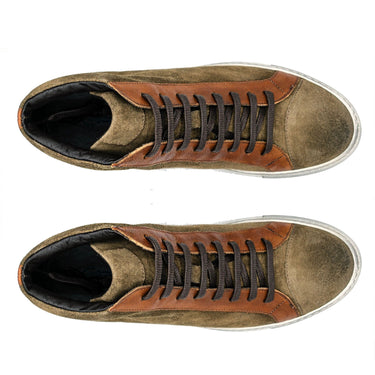 Giovacchini Ruben in Antique Cognac Waxed Suede High-top Sneakers in #color_