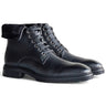 Rugged Leather Boot with Faux Shearling in Black #color_ Black