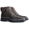 Rugged Leather Boot with Faux Shearling in Brown #color_ Brown