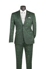 Vinci 2 Piece Slim Fit Suit in Hunter Green - S2F-1