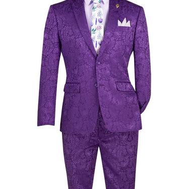 Vinci Purple Slim Fit 2 Piece Suit - S2F-1